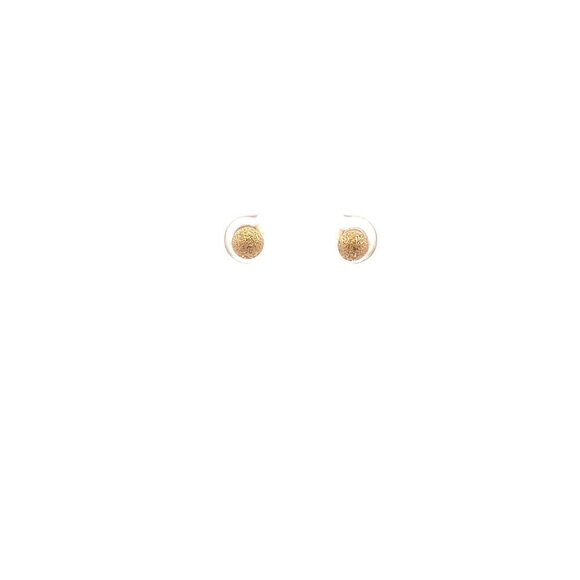 18K Gold Earrings Stud Balls Frosted Small - Picture 3 of 9